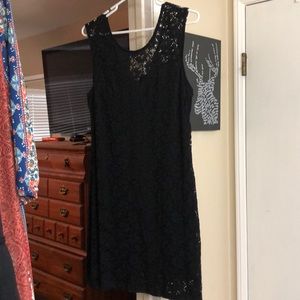 Fitted black lace dress